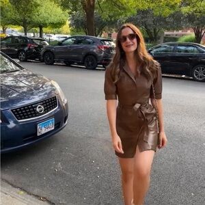 PAIGE Mayslie Brown Faux Leather dress, size XS